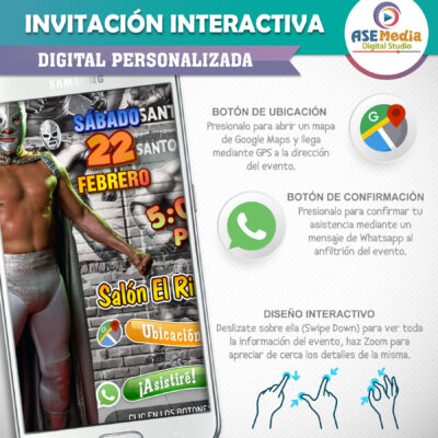 El Santo, Lucha Libre – Invitación Interactiva de Cumpleaños para WhatsApp