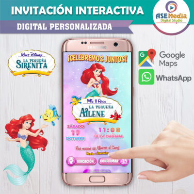Ariel, La Sirenita 02 – Invitación Interactiva de Cumpleaños para WhatsApp