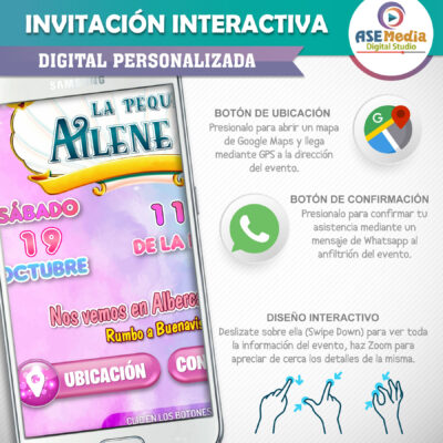 Ariel, La Sirenita 02 – Invitación Interactiva de Cumpleaños para WhatsApp