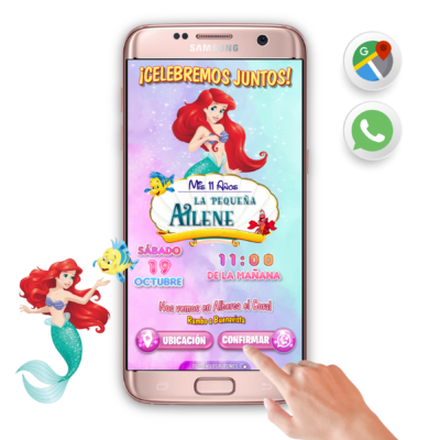 Ariel, La Sirenita 02 – Invitación Interactiva de Cumpleaños para WhatsApp