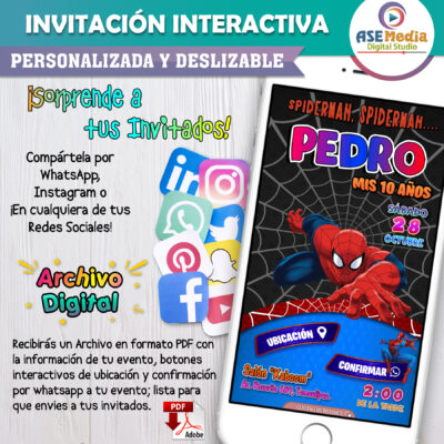 Spiderman, El Sorprendente Hombre Araña – Invitación Interactiva de Cumpleaños para WhatsApp