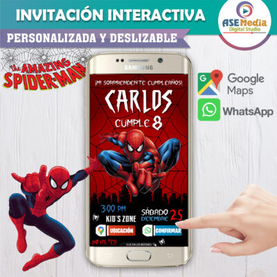 Spiderman, El Hombre Araña – Invitación Interactiva de Cumpleaños para WhatsApp