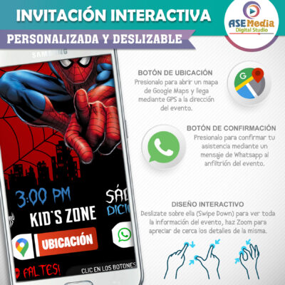 Spiderman, El Hombre Araña – Invitación Interactiva de Cumpleaños para WhatsApp