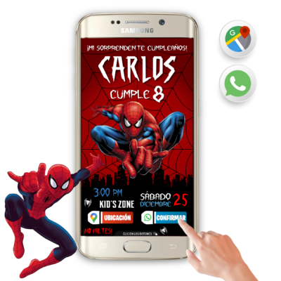 Spiderman, El Hombre Araña – Invitación Interactiva de Cumpleaños para WhatsApp