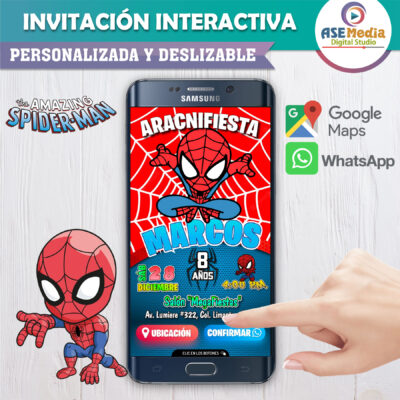 Spiderman Chibi – Invitación Interactiva de Cumpleaños para WhatsApp