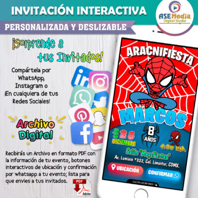 Spiderman Chibi – Invitación Interactiva de Cumpleaños para WhatsApp