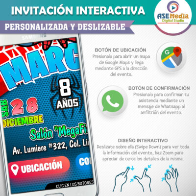 Spiderman Chibi – Invitación Interactiva de Cumpleaños para WhatsApp