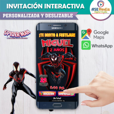 Spiderman Miles Morales – Invitación Interactiva de Cumpleaños para WhatsApp