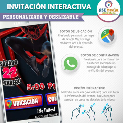 Spiderman Miles Morales – Invitación Interactiva de Cumpleaños para WhatsApp