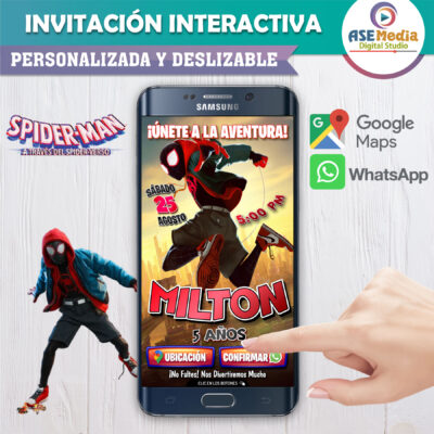 Spiderman Miles Morales 02 – Invitación Interactiva de Cumpleaños para WhatsApp