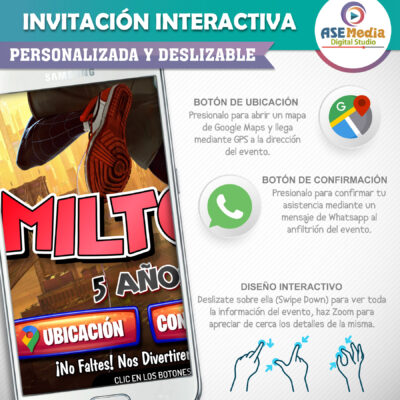 Spiderman Miles Morales 02 – Invitación Interactiva de Cumpleaños para WhatsApp