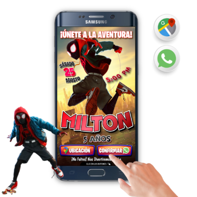 Spiderman Miles Morales 02 – Invitación Interactiva de Cumpleaños para WhatsApp