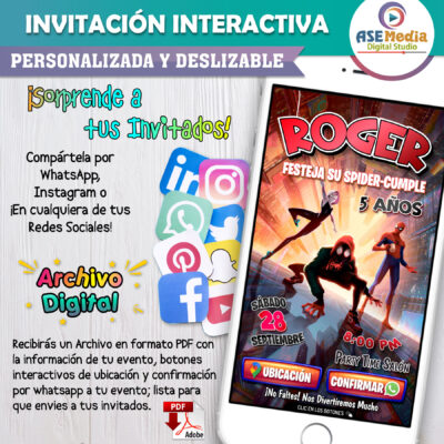 SpiderMan a Través del Spider Verso – Invitación Interactiva de Cumpleaños para WhatsApp