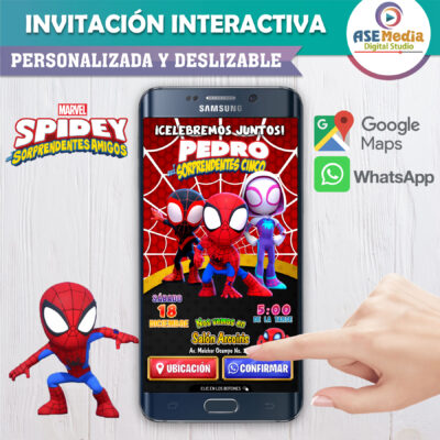 Spidey y sus Sorprendentes Amigos 02 Spiderman – Invitación Interactiva de Cumpleaños para WhatsApp