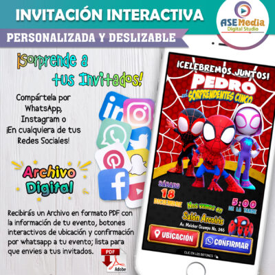Spidey y sus Sorprendentes Amigos 02 Spiderman – Invitación Interactiva de Cumpleaños para WhatsApp