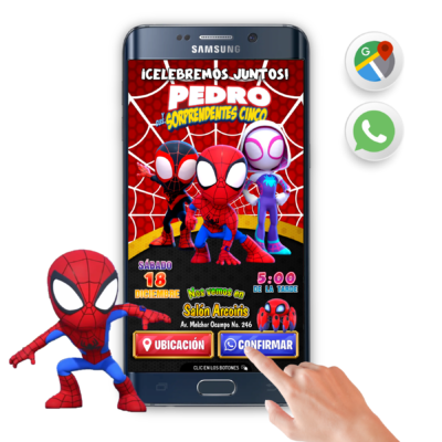 Spidey y sus Sorprendentes Amigos 02 Spiderman – Invitación Interactiva de Cumpleaños para WhatsApp