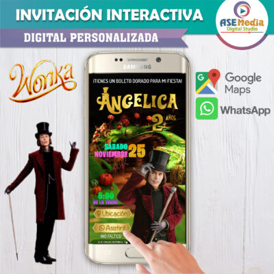 Willy Wonka y La Fabrica de Chocolates – Invitación Interactiva de Cumpleaños para WhatsApp