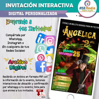 Willy Wonka y La Fabrica de Chocolates – Invitación Interactiva de Cumpleaños para WhatsApp
