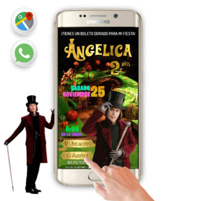 Willy Wonka y La Fabrica de Chocolates – Invitación Interactiva de Cumpleaños para WhatsApp