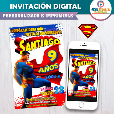 Superman – Invitación Digital de Cumpleaños