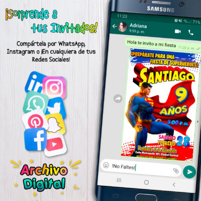 Superman – Invitación Digital de Cumpleaños