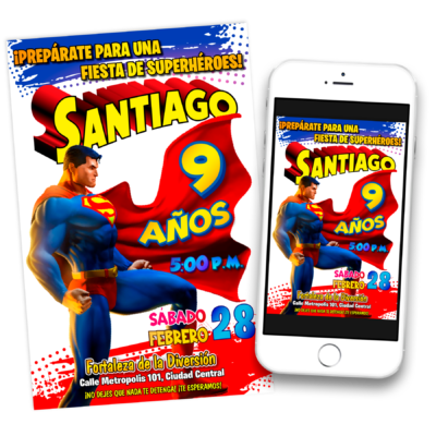 Superman – Invitación Digital de Cumpleaños
