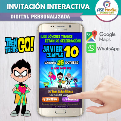 Los Jóvenes Titanes en Acción – Invitación Interactiva de Cumpleaños para WhatsApp