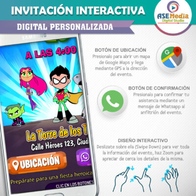 Los Jóvenes Titanes en Acción – Invitación Interactiva de Cumpleaños para WhatsApp