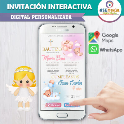 Mi Bautizo con Flores Azules – Invitación Interactiva para WhatsApp