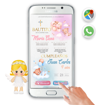 Bautizo Osita y Cumpleaños Osito – Invitación Interactiva para WhatsApp
