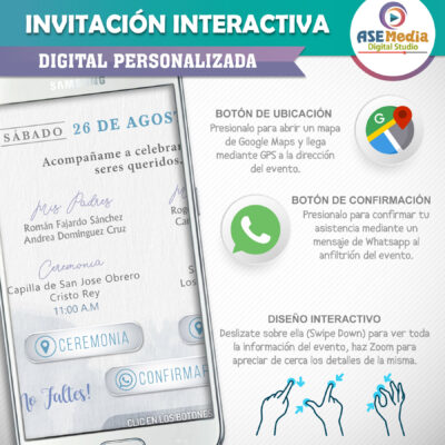Mi Bautizo Verde con Blanco Floral – Invitación Interactiva para WhatsApp