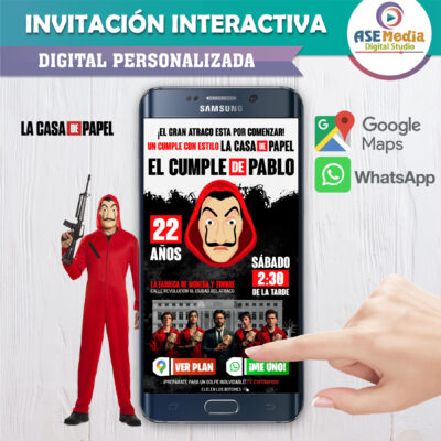 La Casa de Papel – Invitación Interactiva de Cumpleaños para WhatsApp