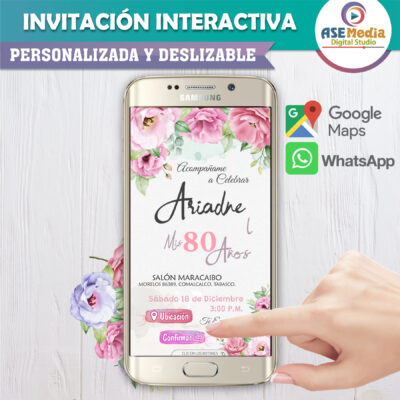 Mi Cumpleaños Floral en Rosa – Invitación Interactiva de Cumpleaños para WhatsApp