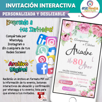Mi Cumpleaños Floral en Rosa – Invitación Interactiva de Cumpleaños para WhatsApp