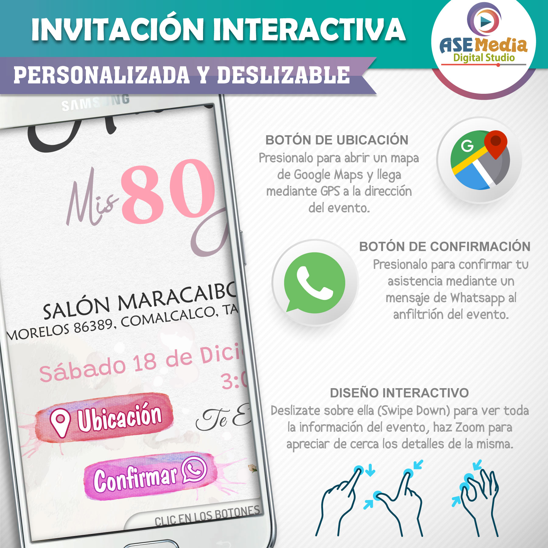 Mi Cumpleaños Floral en Rosa – Invitación Interactiva de Cumpleaños para WhatsApp