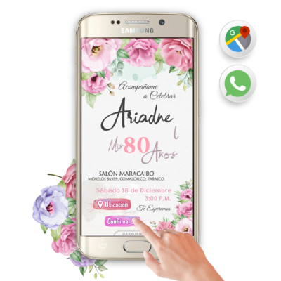 Mi Cumpleaños Floral en Rosa – Invitación Interactiva de Cumpleaños para WhatsApp