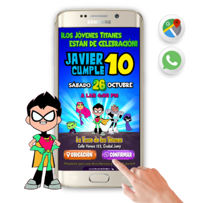 Los Jóvenes Titanes en Acción – Invitación Interactiva de Cumpleaños para WhatsApp
