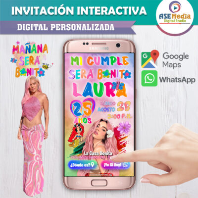 Karol G, Mañana Será Bonito – Invitación Interactiva de Cumpleaños para WhatsApp