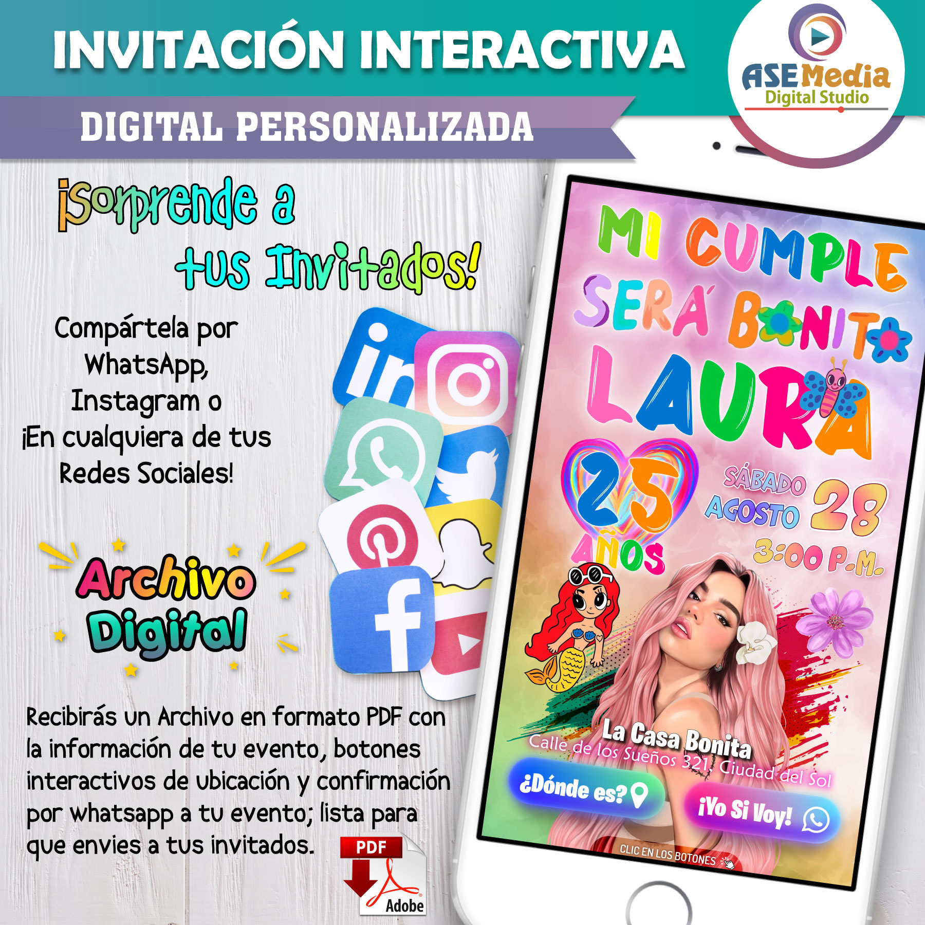 Karol G, Mañana Será Bonito – Invitación Interactiva de Cumpleaños para WhatsApp