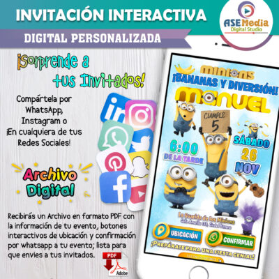 Minions Bob – Invitación Interactiva de Cumpleaños para WhatsApp