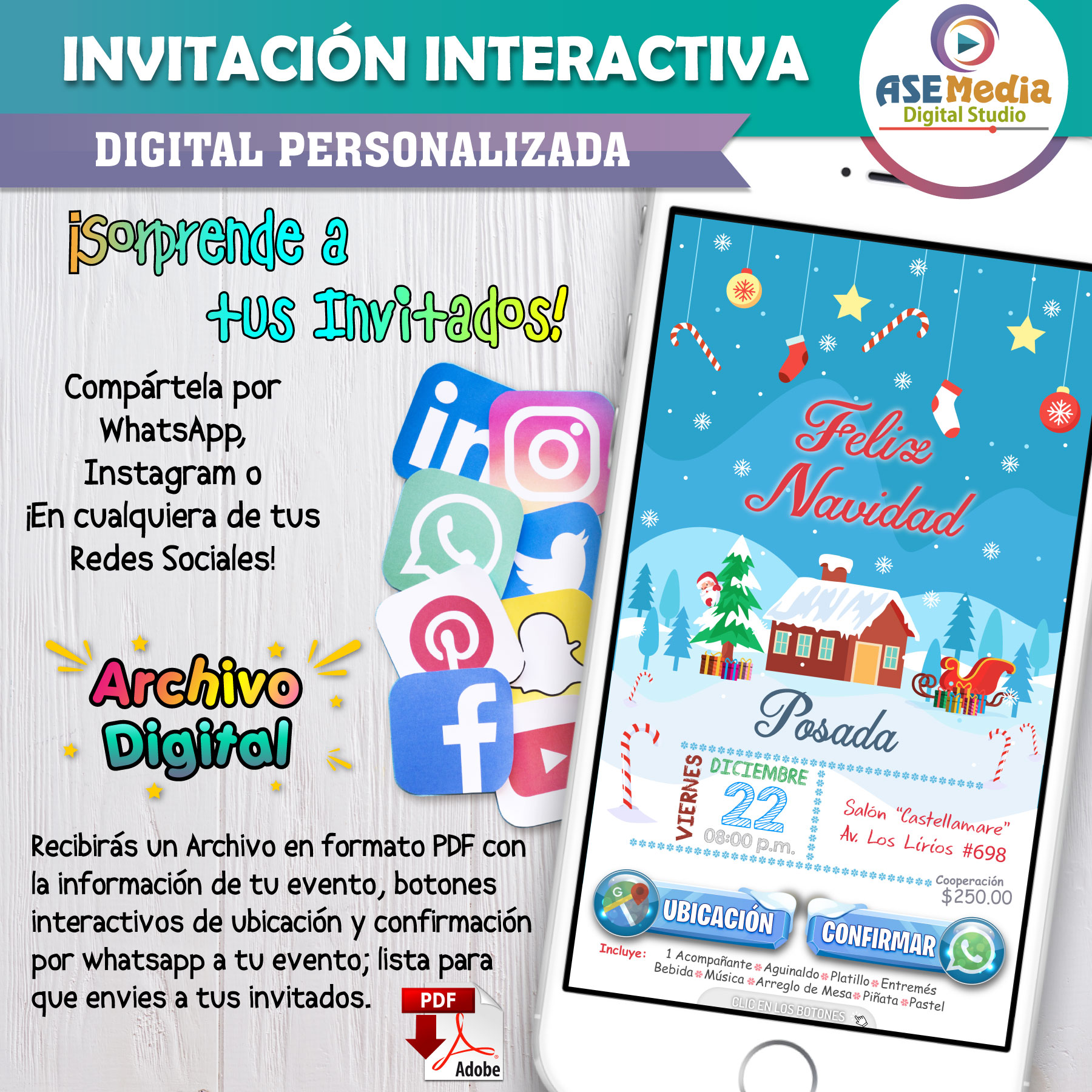 Posada Navideña, Polo Norte – Invitación Interactiva para WhatsApp