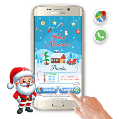 Posada Navideña, Polo Norte – Invitación Interactiva para WhatsApp