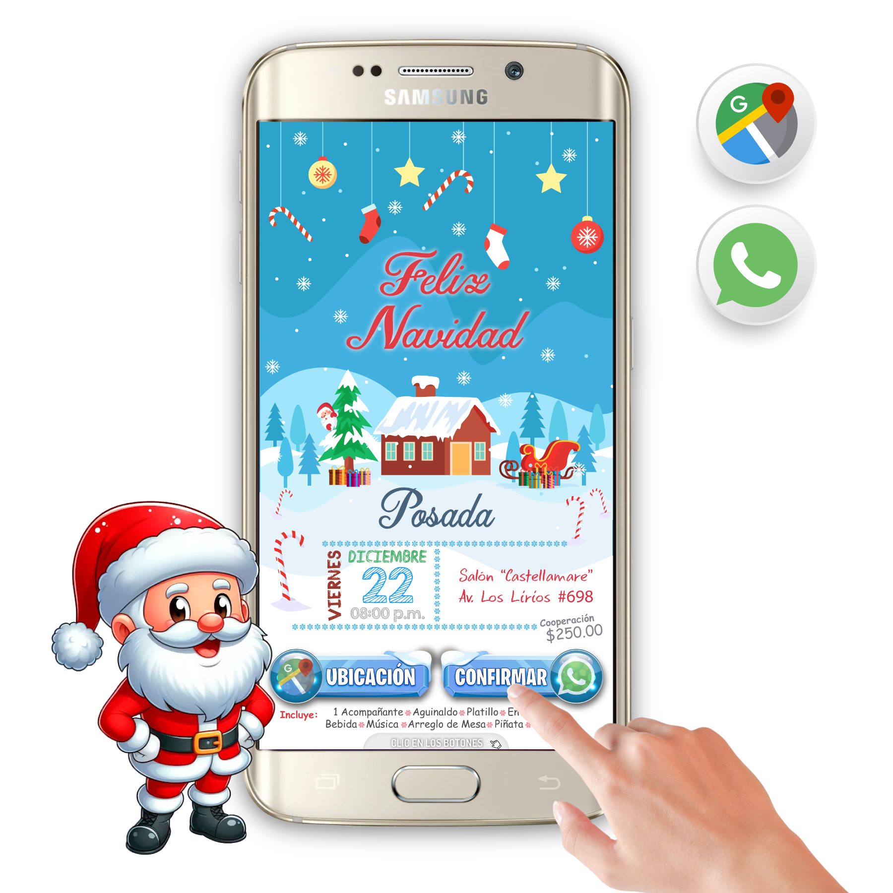 Posada Navideña, Polo Norte – Invitación Interactiva para WhatsApp