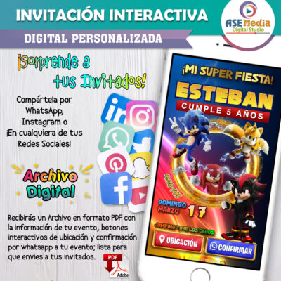 Sonic, Shadow y Amigos – Invitación Interactiva de Cumpleaños para WhatsApp