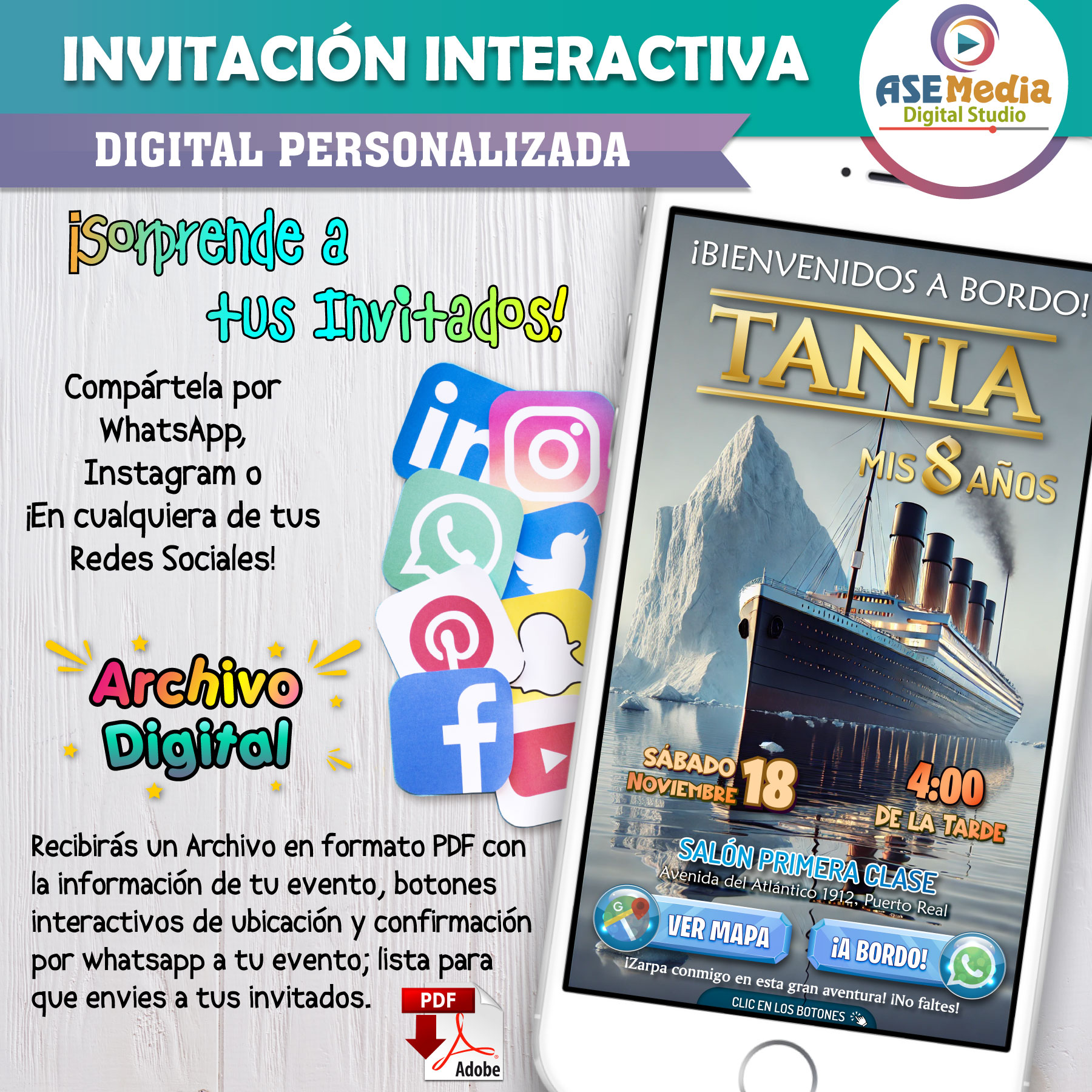 Aventura Titanic – Invitación Interactiva de Cumpleaños para WhatsApp
