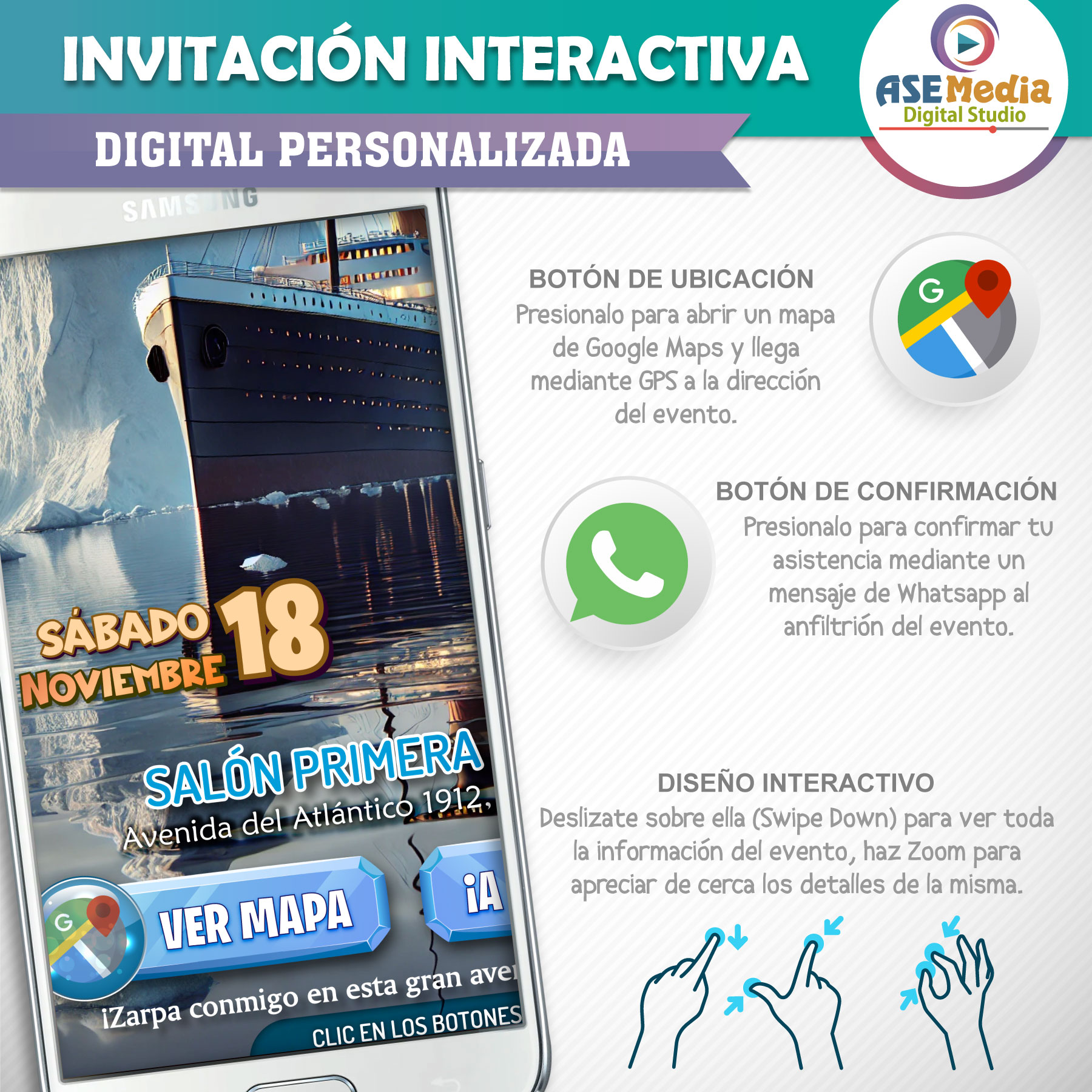 Aventura Titanic – Invitación Interactiva de Cumpleaños para WhatsApp