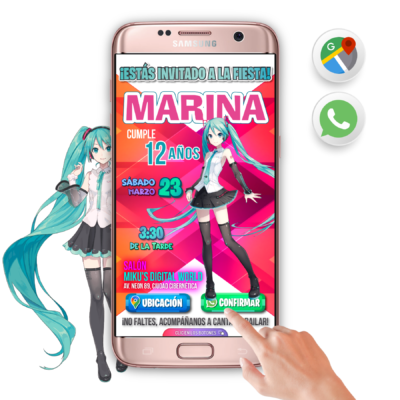 Hatsune Miku, Digital World – Invitación Interactiva de Cumpleaños para WhatsApp