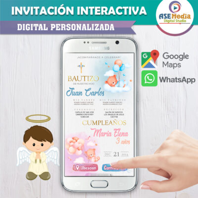 Bautizo Osita y Cumpleaños Osito – Invitación Interactiva para WhatsApp
