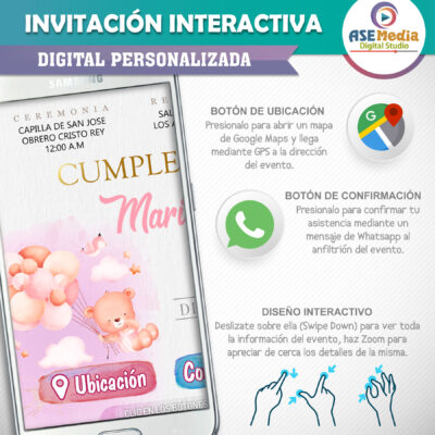 Bautizo Osita y Cumpleaños Osito – Invitación Interactiva para WhatsApp