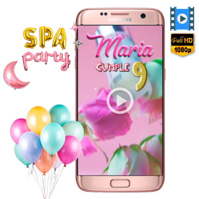 SPA Party, Fiesta SPA para Niñas – Video Invitación Animada de Cumpleaños para WhatsApp